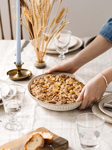LE TAUCI Ceramic Serving Bowls Set of 2, Large Oval Serving Dishes for Entertaining, 11.8 & 13.5 Inch Salad Bowl for Kitchen Counter, Fruit Bowl, Pasta Bowls, Microwave and Dishwasher Safe - Birch - color: Birch, size: S+M
