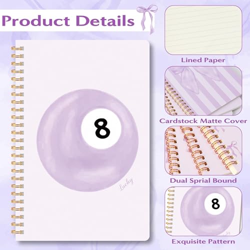 CNhoqc Purple Coquette Bow Notebooks, 8-Sets A5 Ballpoint Pens Organza Bags - color: 8-Set Purple Bow
