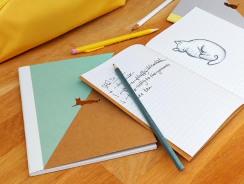 Suck UK Pocket Notebook Set - Portable Line Grid & Dot On-the-Go Notes - Practical & Compact Writing Journal Recycled Paper School Office & Travel Use - Unique Cute Cat Lovers Novelty Gift Set - style: Cat Notebook