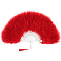 BABEYOND 1920s Marabou Feather Folding Hand Fan - color: Red