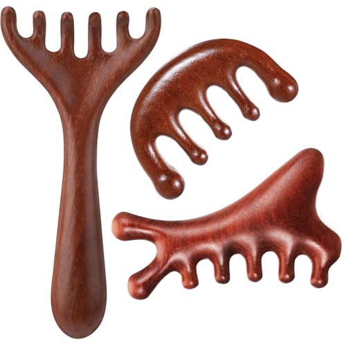 3 Pack Wooden Massager Comb Gua Sha Scraping Massages