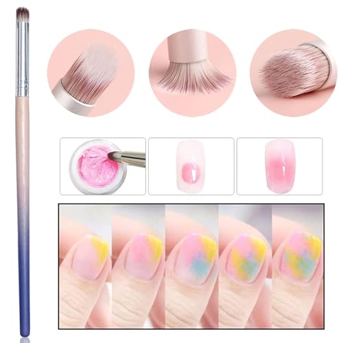 6Pcs Ombre Nail Brush and French Tip Brush, Half Moon Shape French Brush for Nails Acrylic Nail Art Brushes Ombre Nails Painting Pen Brushes French Manicure Brush Nail Tool - color: French Tip&Ombre Brush