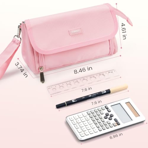 Sooez Super Large Pencil Case, Big Capacity Pencil Bag with 3 Compartments - color: Purple