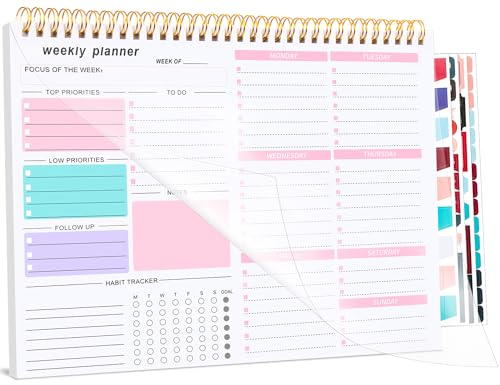 Thboxes Weekly Desk Planner, 8.5x11 In To Do List Notepad, 52 Sheets, Pink - color: Pink
