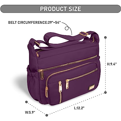 NPBAG Crossbody Bag for Women, Shoulder Purse Handbag Messenger Bag, Trendy Pocketbooks, Waterproof and Multi-Pockets - color: Purple