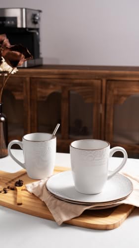famiware Eden Coffee Mugs Sets of 8, 12 oz Ceramic Stoneware Mug Cup Set - color: White Floral, size: 8pcs