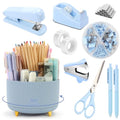 SKYDUE Blue Desk Accessories 11Pcs with Rotating Pen Holder for Desk - color: Blue