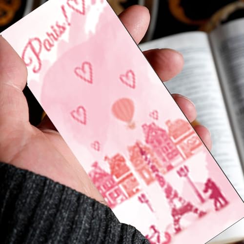30 Pcs Paris Magnetic Bookmarks Cute Pink Tower Flower Magnetic Book Mark Bulk for Women Reading Lovers Library Supplies Gifts