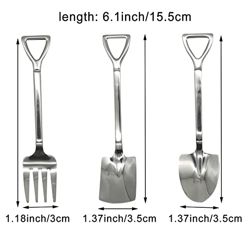 6Pcs 6.1inch Shovel Spoons Fork Set 18/10(304) Stainless Steel
