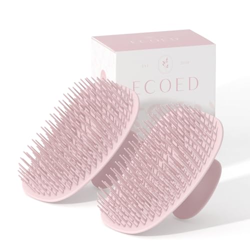 ecoed 2 PC Scalp Massager Shampoo Brush, Scalp Scrubber & Exfoliator(Pink) - color: Coral Pink, size: 2PC