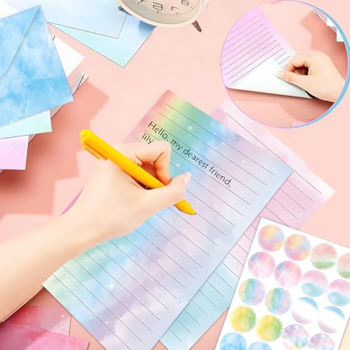 FUNCLASS 160 Pcs Stationery Set Letter and Envelopes Watercolor - color: Watercolor-B