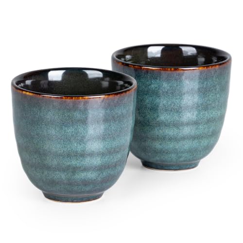 Ceramic Japanese Tea Cups, 5 oz Tea Cup, Asian Teacup, Teacups, Set of 2 (Blue, 2 pcs) - color: Blue, size: 2 pcs