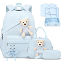 ACESAK 4PCS Backpack for Girls with Leakproof Bento Box (Blue) - color: Blue