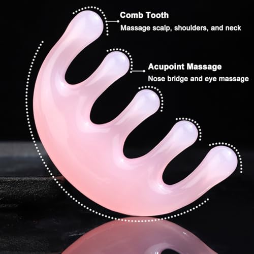 3 Pieces Head Massager for Scalp Stress Relax Resin Hair Scalp Comb Gua Sha Tool for Head Neck Back Body Massage Pink and Purple SPA Set