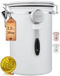 Veken Coffee Canister,39OZ, 2.2lbs,Large Airtight Stainless Steel Container - color: Jet White, size: 39 oz