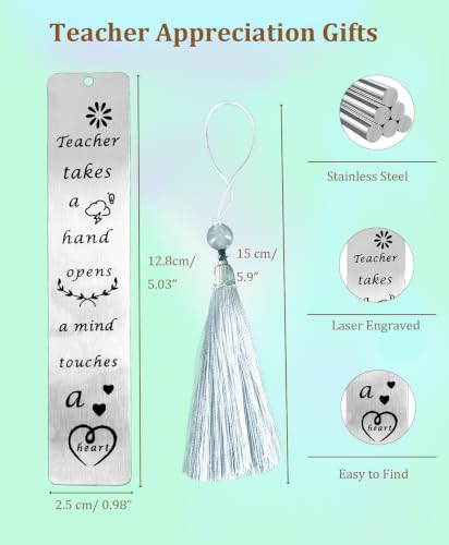 Metal Teacher Bookmarks with Tassels, Teacher Appreciation Gifts - color: A