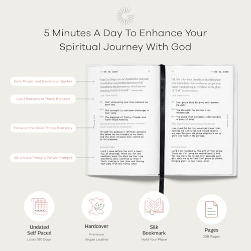 Christian Devotional Journal - God, Goodness & Gratitude - 2026 Faith-Based Gratitude and Prayer Journal for Daily Prayers, Bible Study, and Spiritual Growth - White Leather Hardcover - color: White