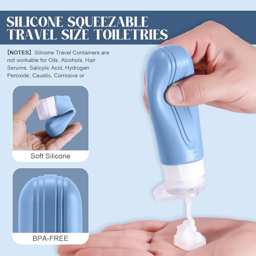 Travel Bottles for Toiletries, 3oz TSA Approved Travel Size Toiletries, Silicone Leak-Proof Refillable Containers, Squeezable Liquid Essentials Bottles W/Clear Bag (COLORFUL) - color: COLORFUL