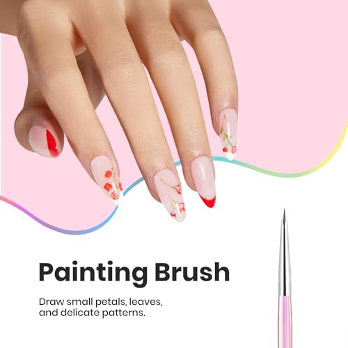 Beetles Nail Art Brushes Set for Gel Polish 3 Pcs Nail Art Design Pen - color: C-Pink-3