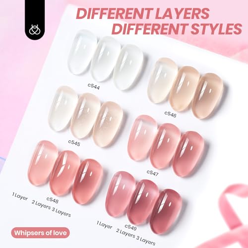 beetles Gel Polish Whispers of Love Jelly Gel Nail Polish Set, 6 Colors - color: 0-0-0-Whispers of Love