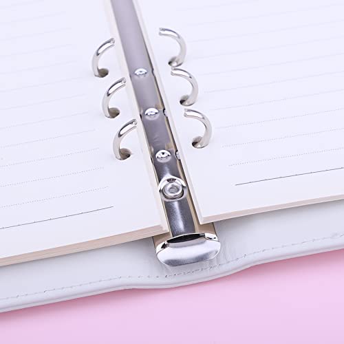 Antner A5 Binder 6 Ring Refillable Notebook Binder Planner Cover for A5 Refill Paper, PU Leather Loose Leaf Personal Organizer Budget Planner for Savings & Budgeting with Magnetic Buckle, White - color: White