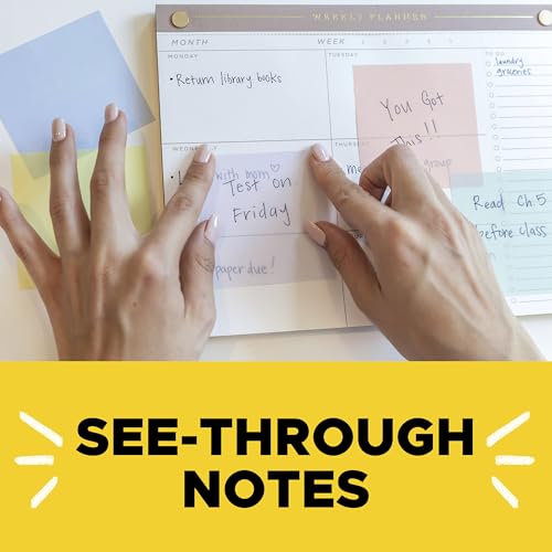 Post-it Transparent Notes, 2.8 x 2.8 in, Pastels, 2 Pads