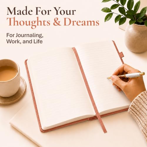 Lined Journal Notebook Hardcover Leather Bound 200 Pages A5 Floral Diary - color: Peach, size: A5 200 Pages
