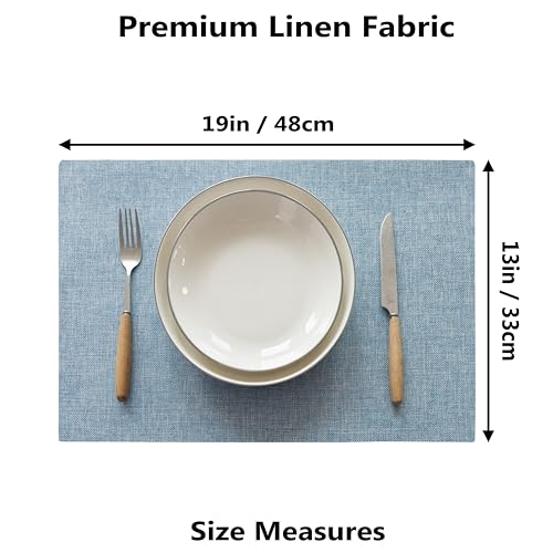 Demetex Blue Placemats Set of 4 Heat Resistant Place Mats Linen Cloth Placemat Dining Table Mats for Kitchen Plate Tables, Blue - color: Blue, size: Placemats set of 4