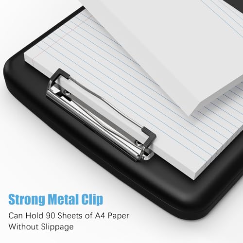 Hongri Clipboard with Storage with Pencil Case, 8.5 x 11 Storage Clip Board - color: Black