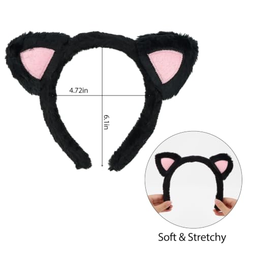 Black Cat Ears Headband Kitty Ears Cat Costume Headwear - color: Black Pink Cat