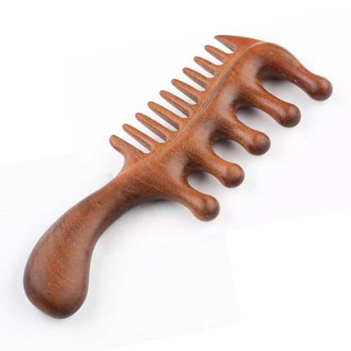 2 in 1 Wooden Comb for Scalp Massage Hair Growth, Wide & Fine Tooth Comb for Stress Relief, Gua Sha, Styling Hair, Scalp Massager Tool