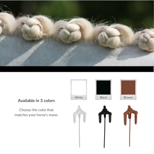 Quick Knot® Deluxe | Mane Braiding Clips for Horses & Ponies | Professional Show Braids in Minutes | No Sewing Required | Reusable (Black, XL) - color: Black, size: XL
