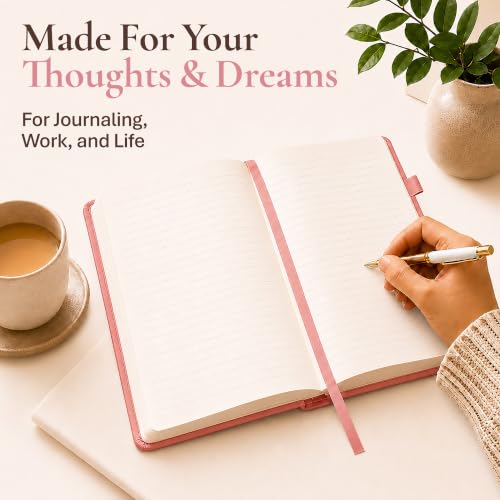 Lined Journal Notebook Hardcover Leather Bound 200 Pages A4 Pink Cute Diary - color: Pink, size: A4 200 Pages