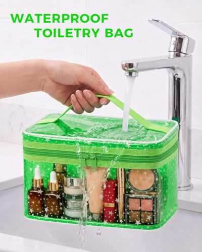 Star Clear Makeup Bag, Waterproof Travel Cosmetic Bag Toiletry bag,Green - color: Green