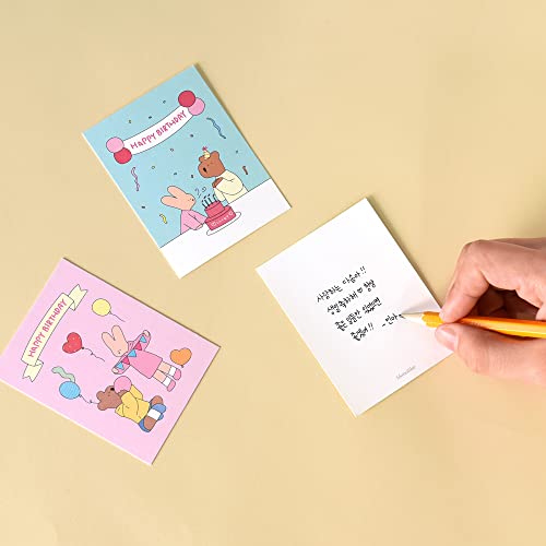 Monolike Day-by-day Card, Happy and Lucky Birthday - Mix 36 Mini Single cards, 36 envelopes, 36 stickers Package - color: Happy and Lucky Birthday
