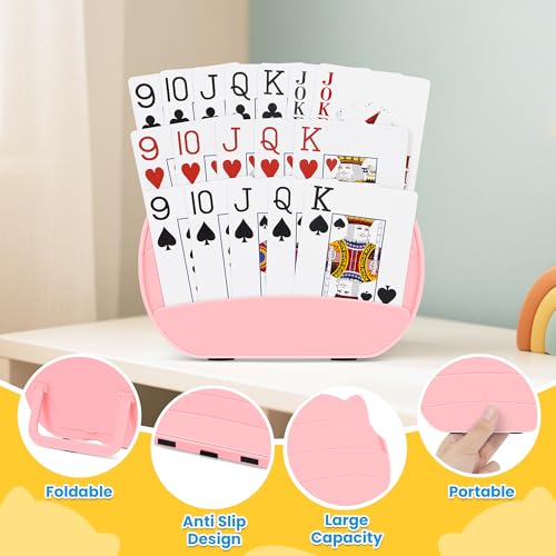 Card Holders for Playing Cards, 2 Pack Playing Card Holder (Green & Pink) - color: Green & Pink