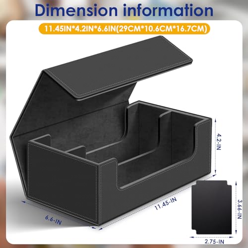 1200+ Card Deck Case, Leather Magnetic Storage Case for Trading Cards - color: 1200+ Black