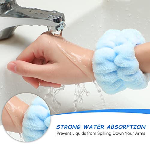 Chuangdi 4 Pairs Wrist Bands for Washing Face Microfiber,Pastel Colors - color: Pastel Colors