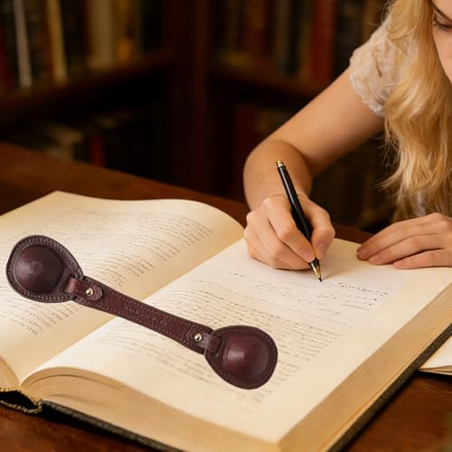 Leather Weighted Book Page Holder for Women Men, Book Weight Page Holder for Book Lovers, Book Accessories Gift for Reading Lovers (Umber) - color: 03-umber