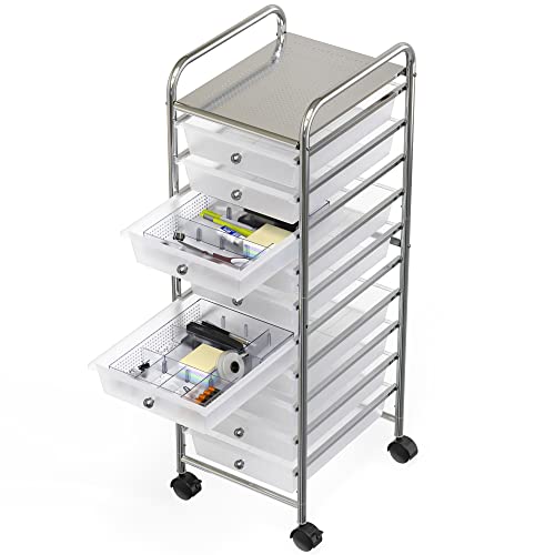 Simple Houseware Drawer Organizer Tray, 9 Adjustable Compartments, Clear - color: Clear, size: 1 Pack