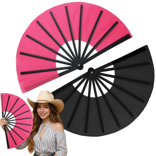 Maitys 2 Pack Foldable Fans for Rave Dancing,Bright Color,Simple Pattern - color: Bright Color, style: Simple Pattern