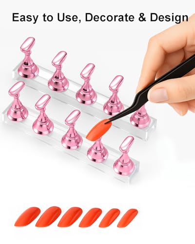 Nail Art Tools Set – 15pcs Nail Art Brushes, 5pcs Dual-Ended Dotting Pens, Nail Stand & Holder Kit, Brush Rack, Tweezers & Tape for DIY Nail Design