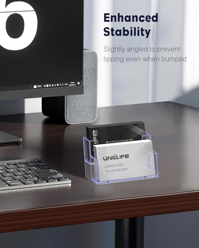 Uniclife 2 Pack Acrylic Business Card Holder for Desk, 120 Card Capacity - color: 2 Slot, size: 2 Pack
