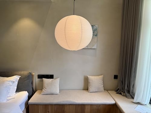 Hytsoeee(21.65Inch) Large Round Paper Lantern Lamp shade,White Rice Paper Lamp Shade,Chinese Foldable Paper Lantern Lampshade for Home Indoor Living room,Bedroom,Ceiling Decor