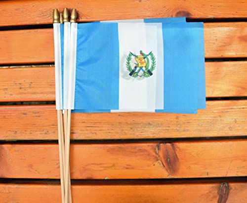 25Pack Small Guatemala Flag Handheld Mini Guatemalan Flag on Stick 5x8 Inch - color: Guatemala