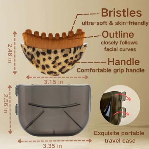 2PCS Lymphatic Contour Face Brush, Lymphatic Drainage Brush, face Brush - color: Leopard Print + Wood Grain