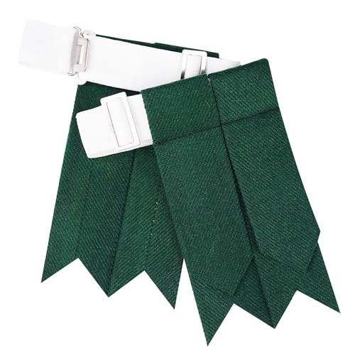 EZE Kilt Flashes for Men with Heavy Buckle Adjusters, Plain & Tartan Kilt Sock Flashes Acrylic Wool - color: Green