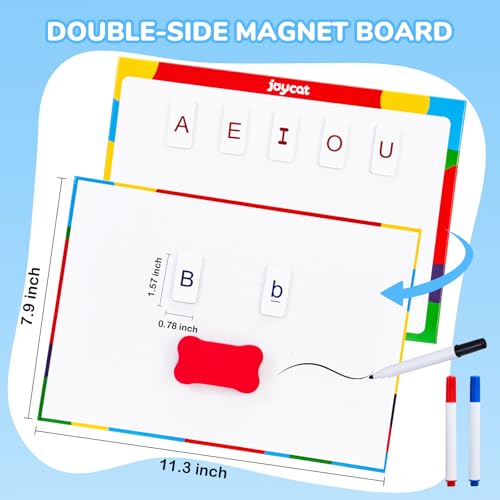 JoyCat Magnetic Letter Tiles 234PCS, Alphabet, Double-Sided Magnet Board