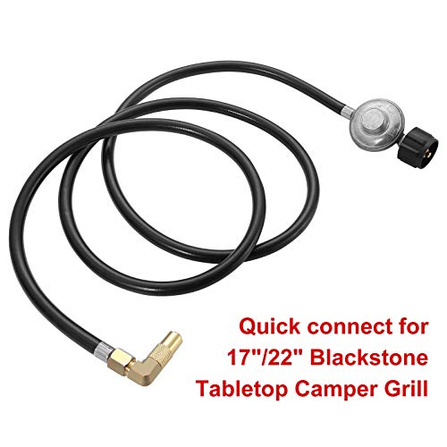 6 Feet Propane Adapter Hose with Regulator to Quick Connect for 17"/22" Blackstone Tabletop Camper Grill,Propane Accessories and Replacement Parts for 17"/22" Blackstone Griddle (6 Feet)