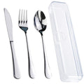 Travel Utensils With Case, Stainless Steel Reusable Portable Utensils Set With Case, Lengnoyp Travel Silverware Set - color: 4 PCS Silver